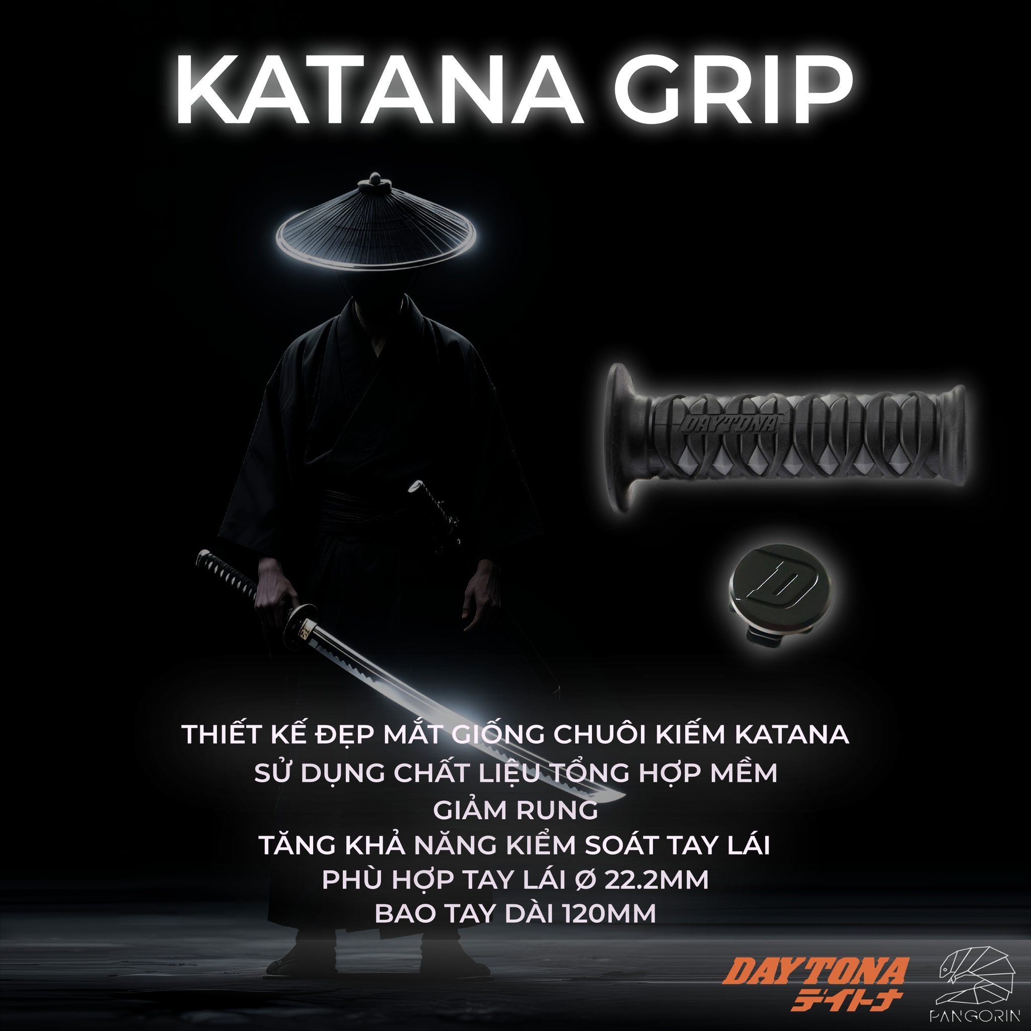 CHUẨN STYLE "DARK MODE" VỚI BAO TAY DAYTONA - KATANA GRIP XÁM